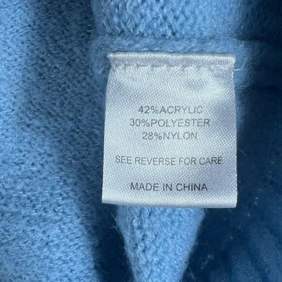 Witty Fox Cardigan Sweater L Blue Ditzy Yellow Flowers Boxy Drop Shoulder - Picture 8 of 9